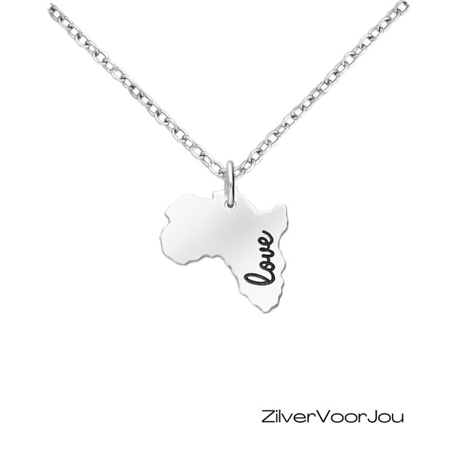 Zilveren Love Africa ketting