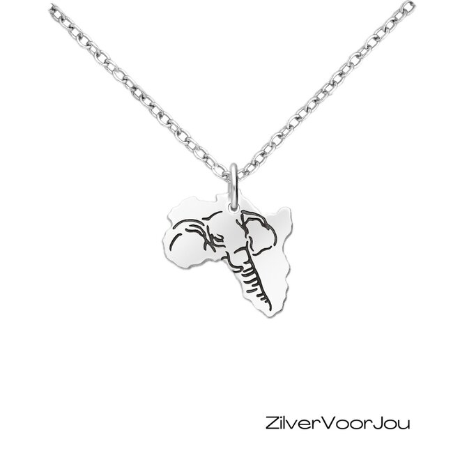 Zilveren Elephant Africa ketting