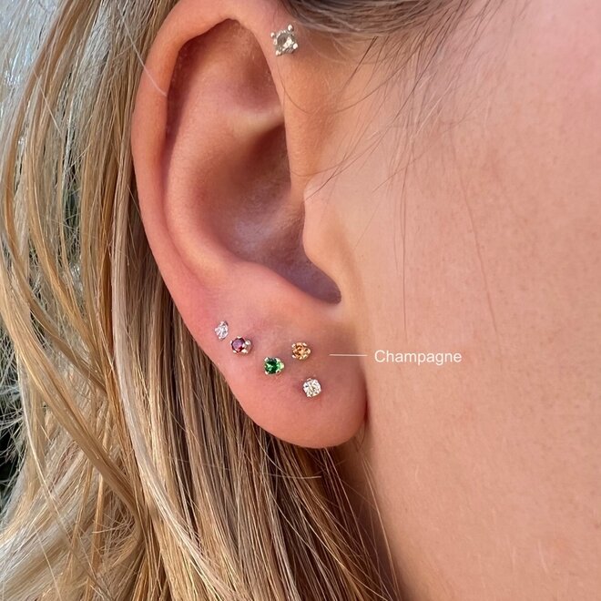 Zilveren mini oorstekers 2 mm zirkoon