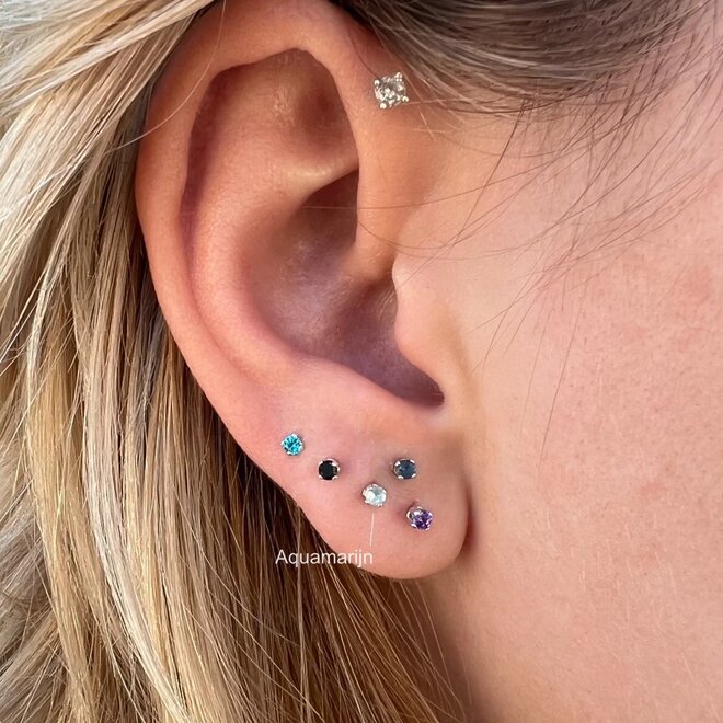 Zilveren mini oorstekers 2 mm zirkoon