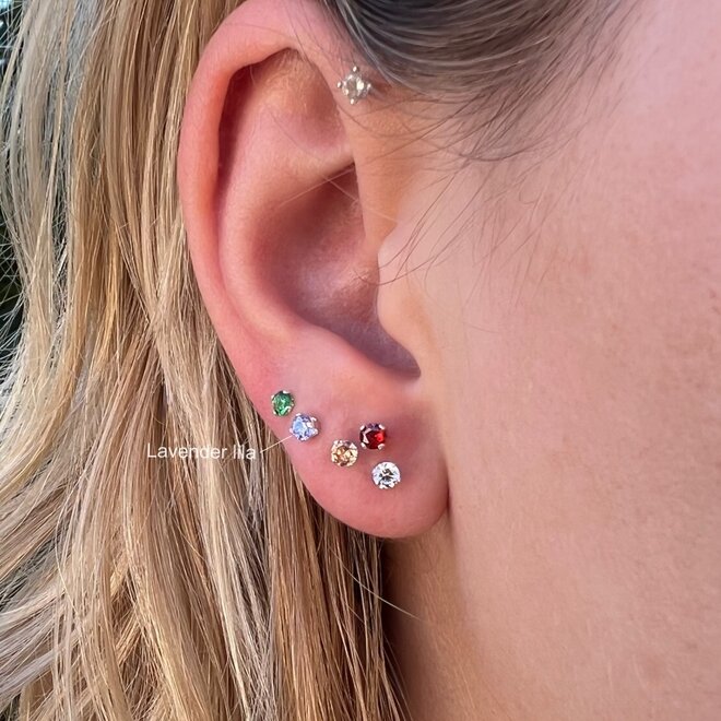 Zilveren mini oorstekers 3 mm witte zirkoon