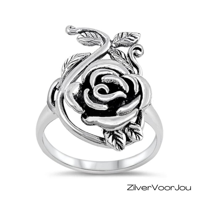 925 Zilveren roos ring