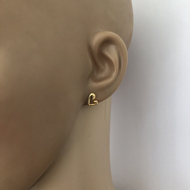 Gold plated 925 Zilveren design hartjes oorstekers