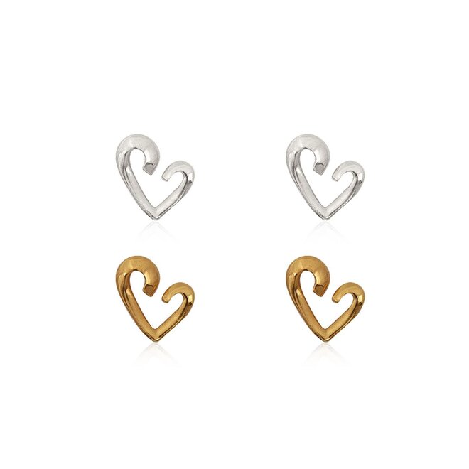Gold plated 925 Zilveren design hartjes oorstekers