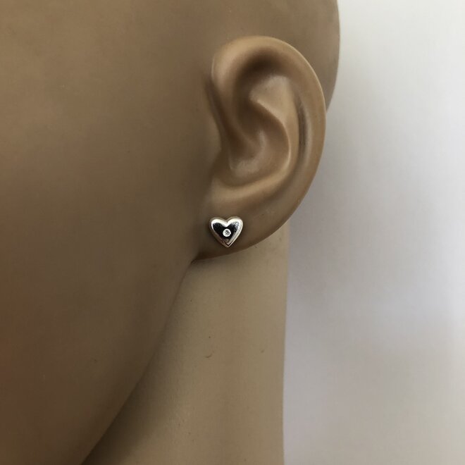 925 zilveren hart bling oorstekers