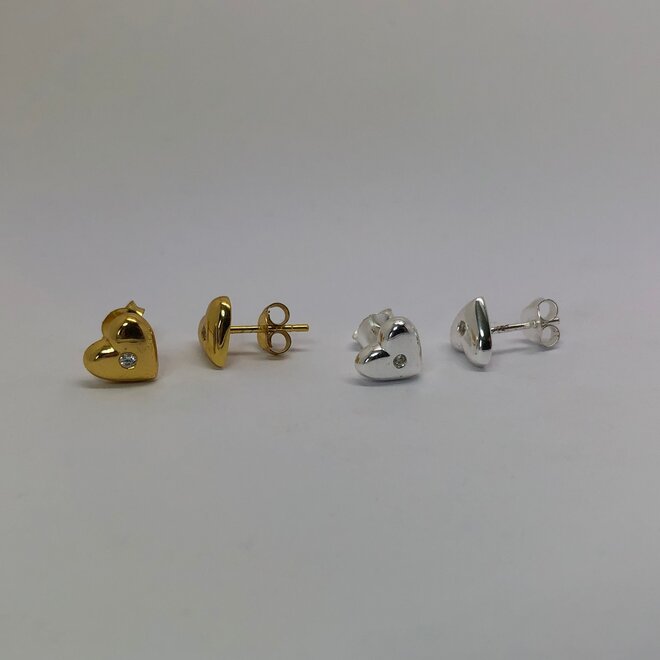 925 zilveren hart bling oorstekers