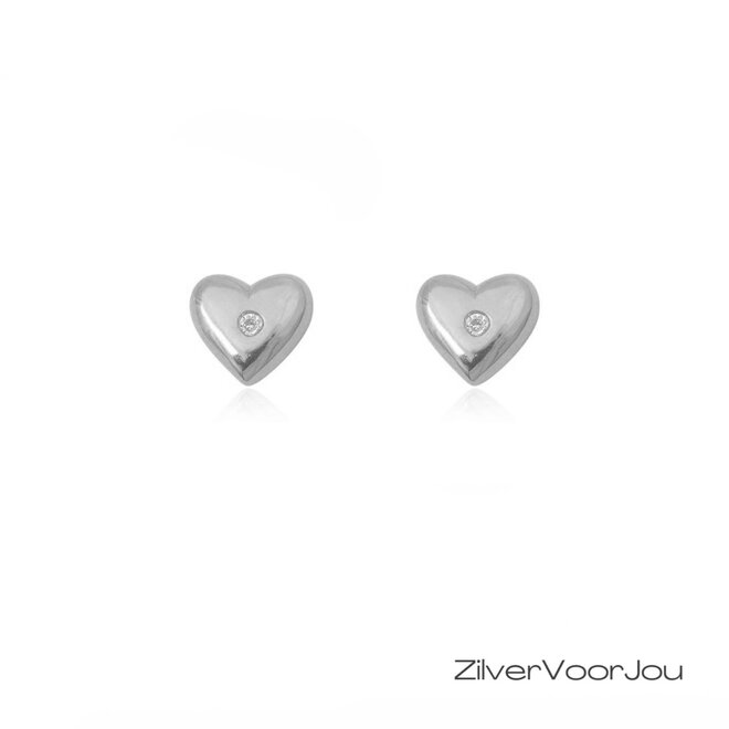 925 zilveren hart bling oorstekers
