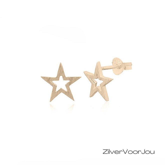 Gold plated 925 zilveren open ster oorstekers