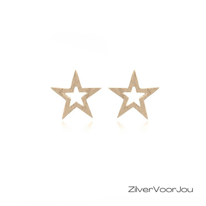 Gold plated 925 zilveren open ster oorstekers