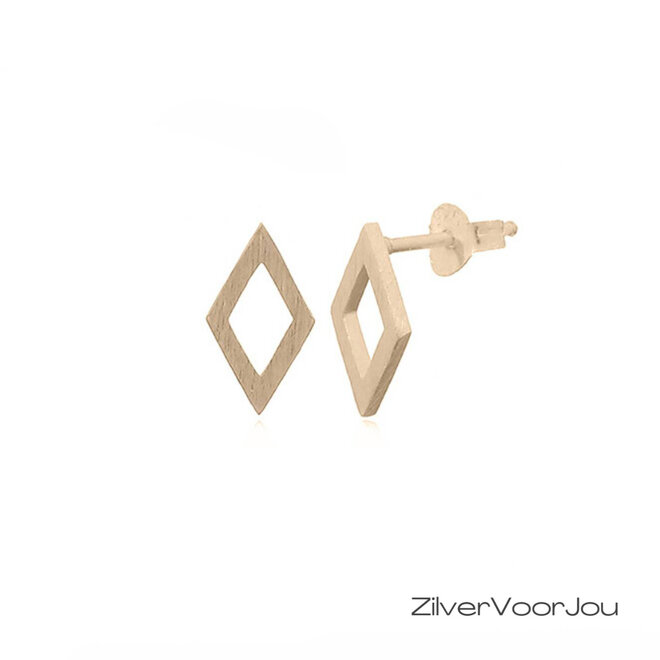 Gold plated 925 zilveren ruit oorbellen