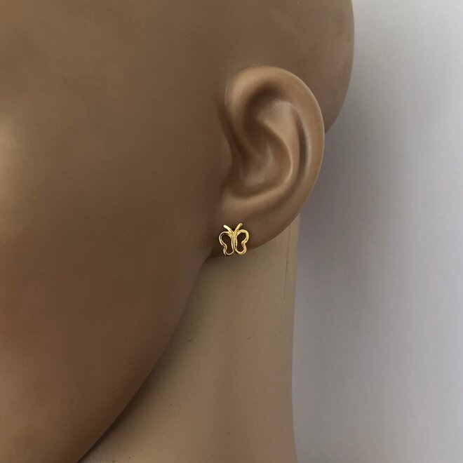 Gold plated 925 zilveren open vlinder oorbellen