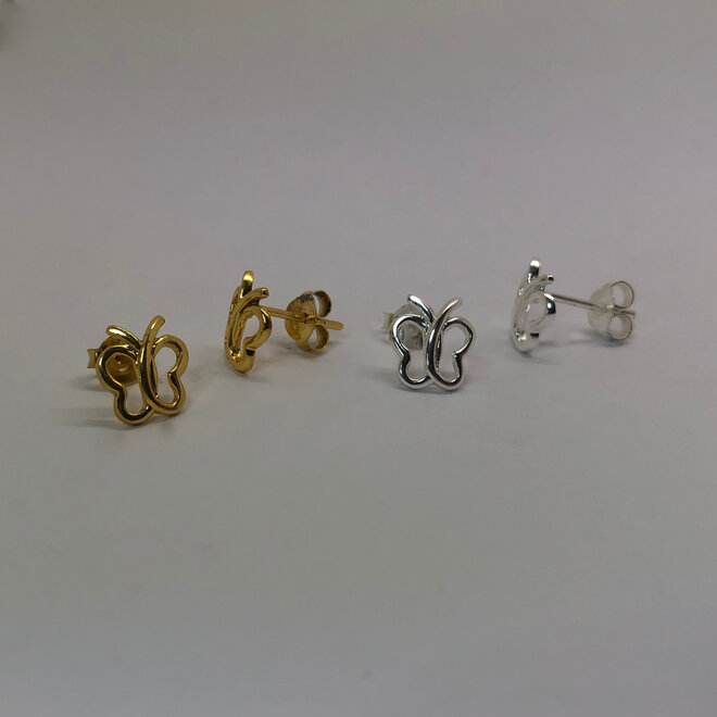 Gold plated 925 zilveren open vlinder oorbellen