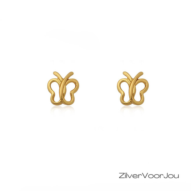 Gold plated 925 zilveren open vlinder oorbellen