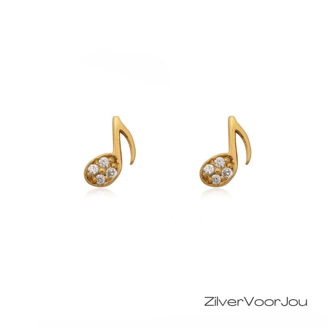 Gold plated muzieknoot oorstekers