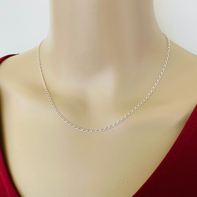 Zilveren lange gourmet schakel ketting 40 cm 1.9 mm