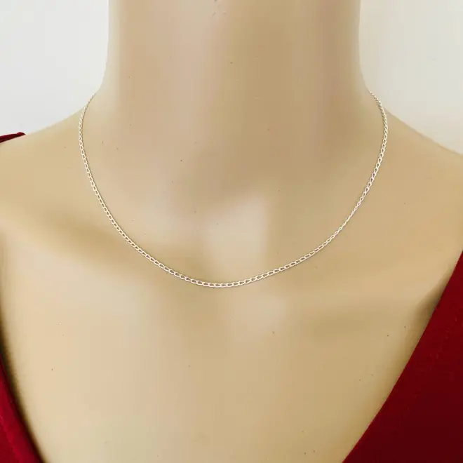 Zilveren fijne lange gourmet schakel ketting 45 cm 1.5mm