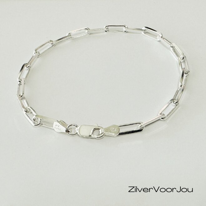 Zilveren paperclip schakel armband 3.5 mm