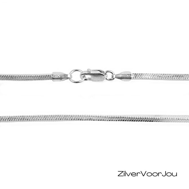 Zilveren vierkante slang ketting 40 cm
