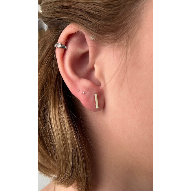Gold plated  rechthoekige staaf oorstekers - 925 zilver