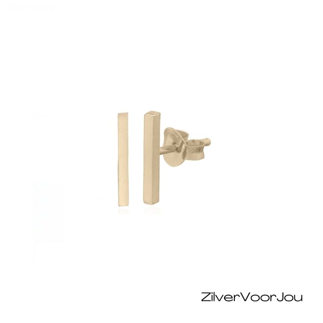 Gold plated  rechthoekige staaf oorstekers - 925 zilver