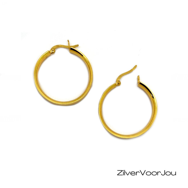 Gold plated oorringen 925 zilver 24 mm