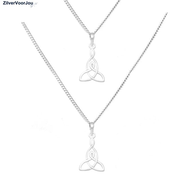 Zilveren set ketting love knot moeder dochter