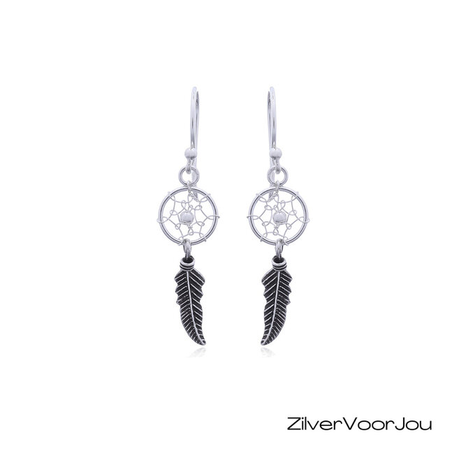 Zilveren kleine dromenvanger oorhangers