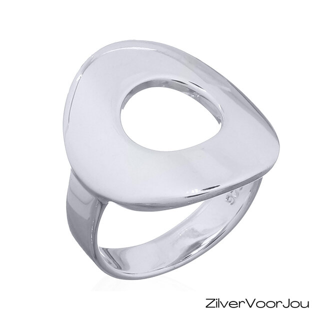 925 Zilveren Open Donut Ring – Glanzende Design Ring met Moderne Look