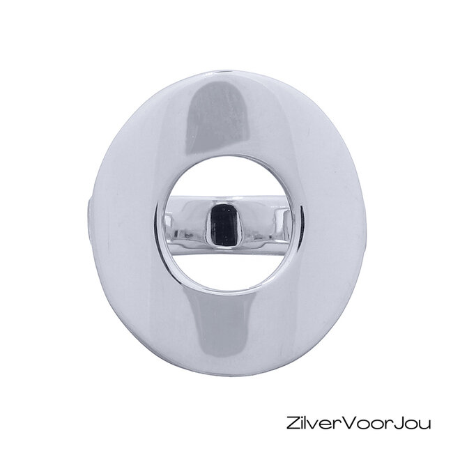 925 Zilveren Open Donut Ring – Glanzende Design Ring met Moderne Look