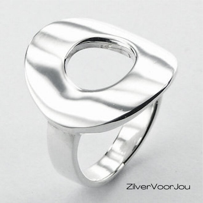 925 Zilveren Open Donut Ring – Glanzende Design Ring met Moderne Look