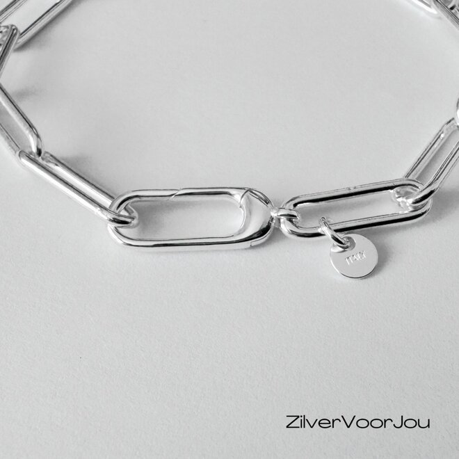 Zilveren schakelarmband 925 Italy – elegante paperclip stijl