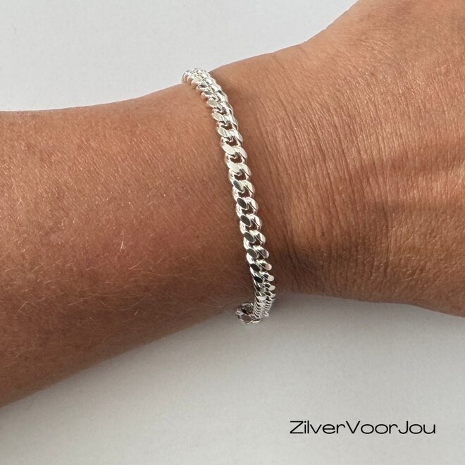 Zilveren ronde gourmet schakel armband 20 cm