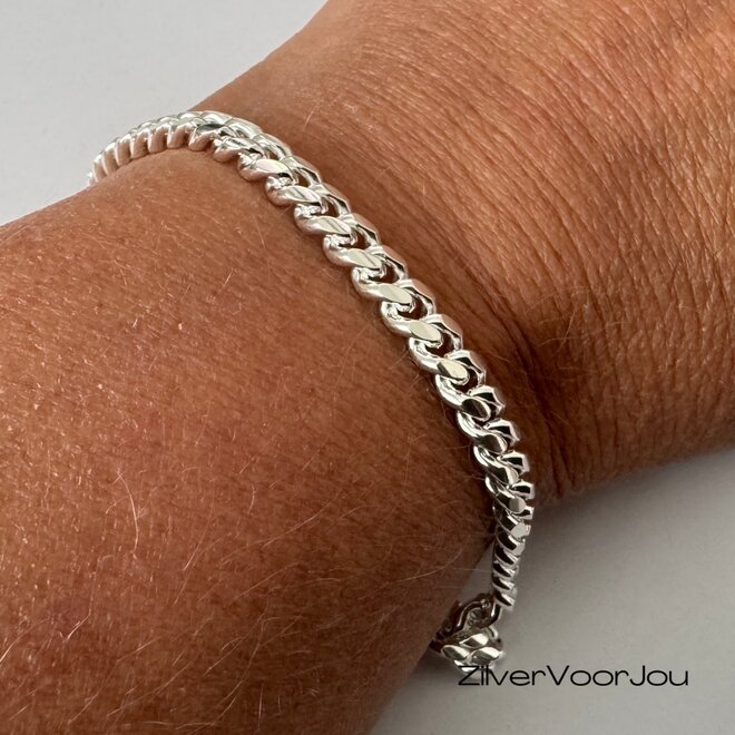 Zilveren ronde gourmet schakel armband 20 cm