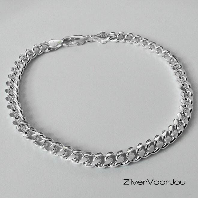 Zilveren ronde gourmet schakel armband 20 cm