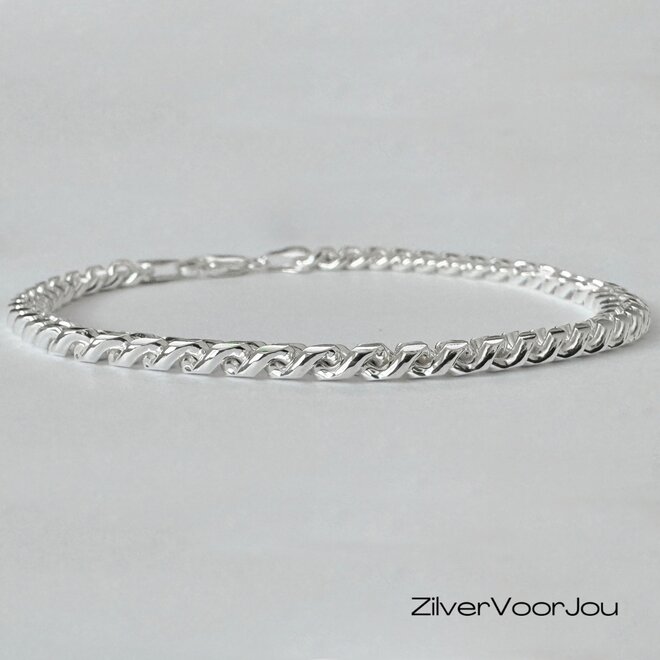 Zilveren ronde gourmet schakel armband 20 cm
