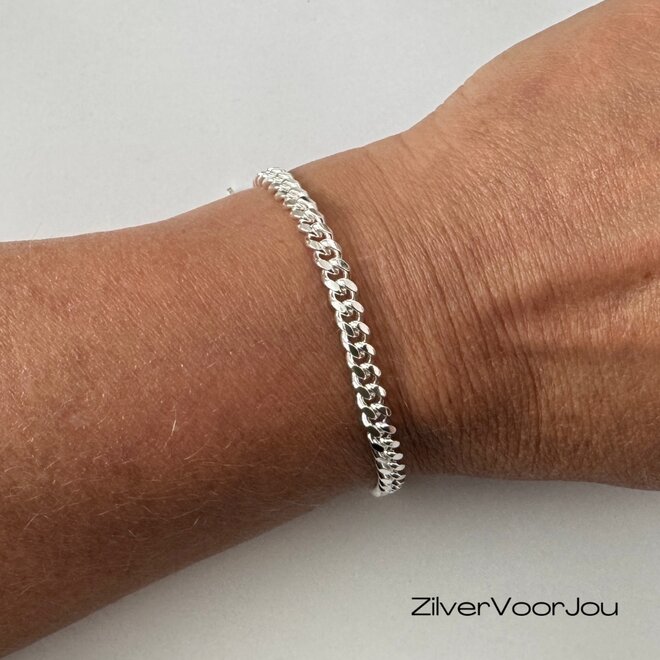 925 zilveren ronde gourmet schakel armband 5.5 mm