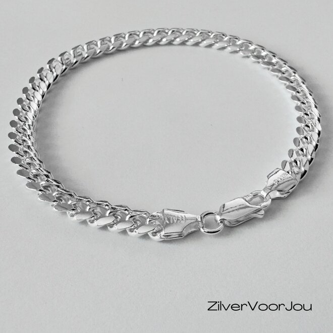 925 zilveren ronde gourmet schakel armband 5.5 mm