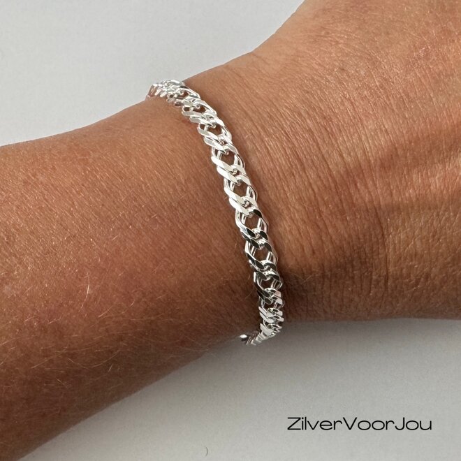 Zilveren dubbele gourmet schakel armband 6.7 mm