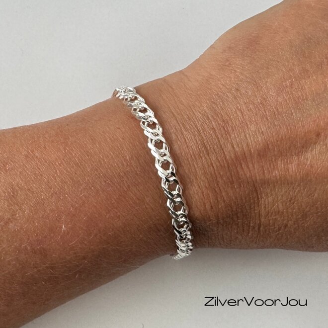 Zilveren dubbele gourmet schakel armband 6.7 mm
