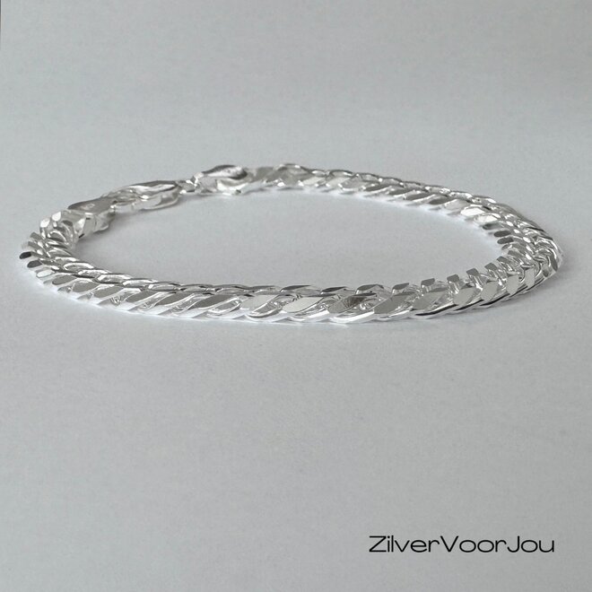 Zilveren dubbele gourmet schakel armband 6.7 mm
