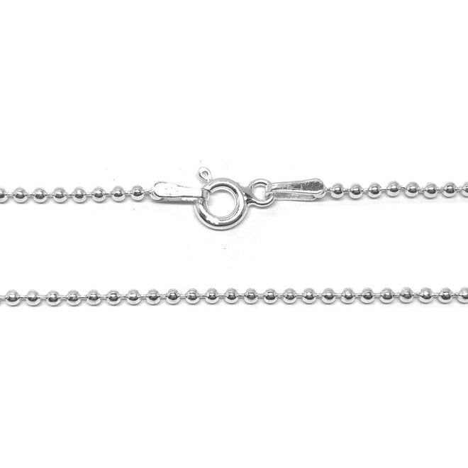 Zilveren bolletjes ketting 76 cm 1,8 mm breed