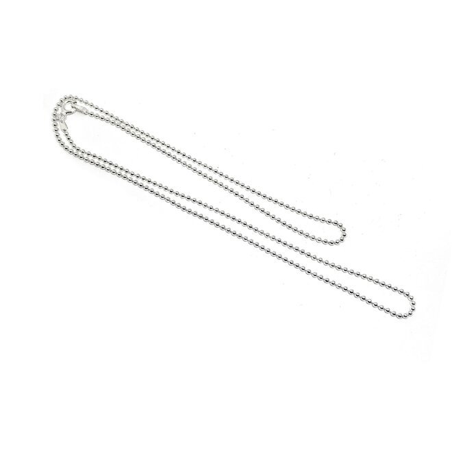 Zilveren bolletjes - balletjes ketting 76  cm 1,8 mm breed