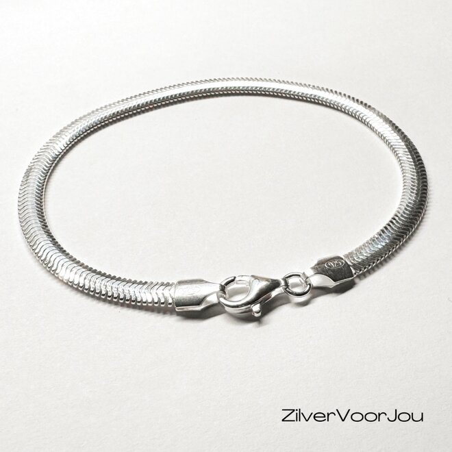 Zilveren vissengraat schakelarmband 925 Italy