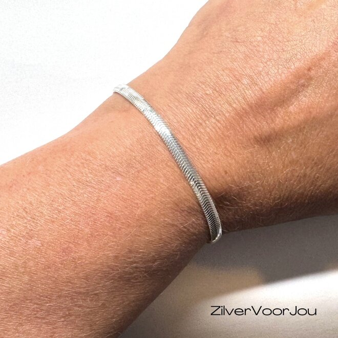 Zilveren vissengraat schakelarmband 925 Italy