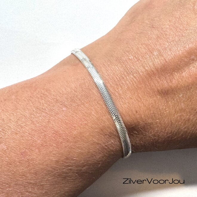 Zilveren vissengraat schakelarmband 925 Italy