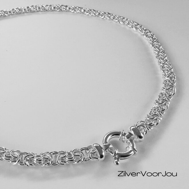Zilveren koningsschakel schakel ketting