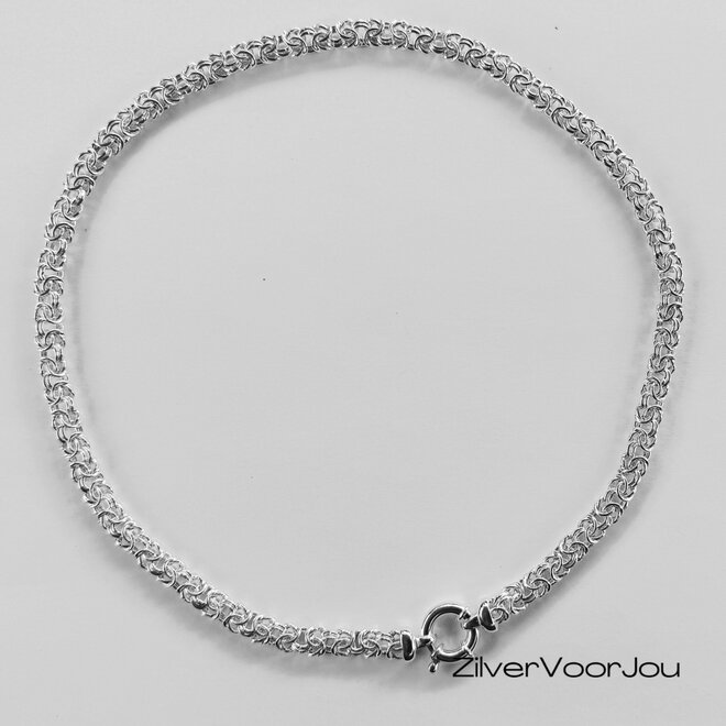 Zilveren koningsschakel schakel ketting