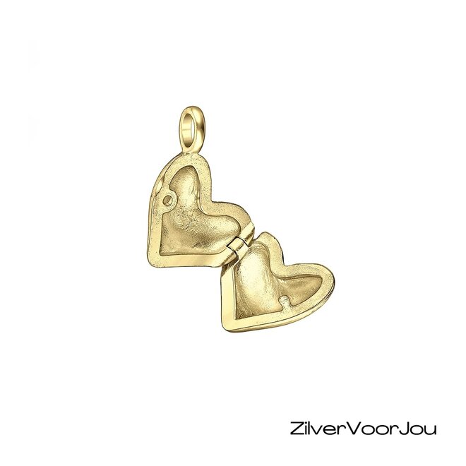925 Zilveren Gold Plated Hart Medaillon Hanger