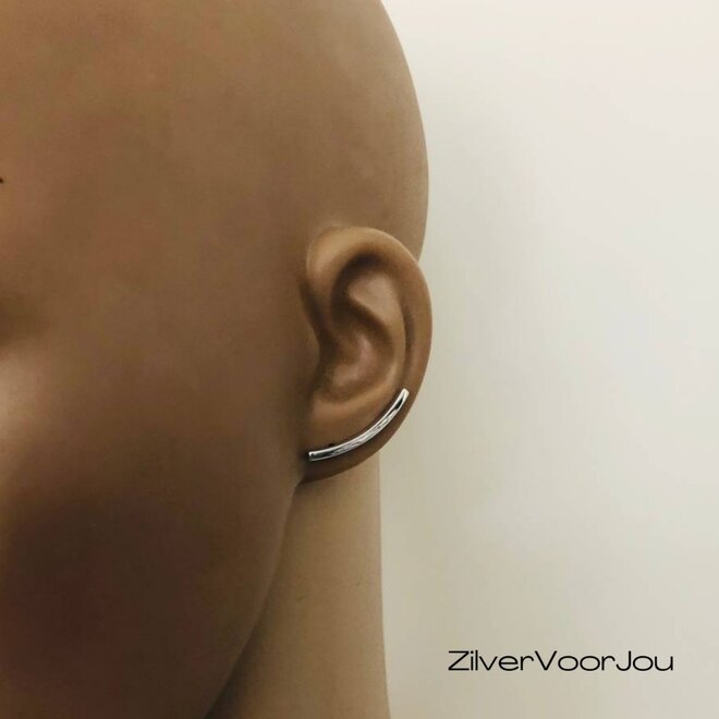 Zilveren strakke ear cuff oorklimmers