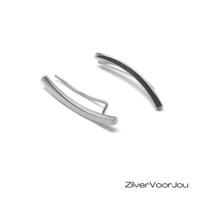Zilveren strakke ear cuff oorklimmers